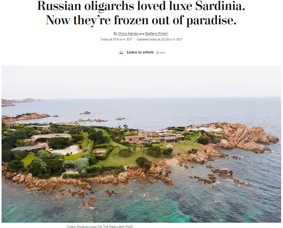 "Російські олігархи любили розкішну Сардинію. Тепер позбавлені цього раю". Фото The Washington Post.