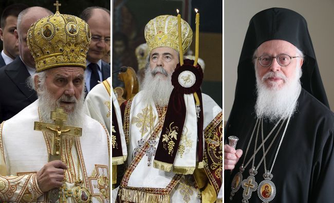 Патріарх Сербський Іриней, Архієпископ Афінський Ієронім і Архієпископ Албанський Анастасій