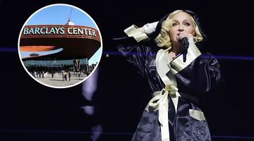 Концерт у Barclays Center у Брукліні (Нью-Йорк, США), після якого на Мадонну подали до суду, відбувся у рамках її 79-денного світового турне The Celebration Tour. Фото Х, Wireimage