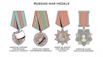 Медалі рашистів — за бомбардування мирних цілей і вбивство дітей
