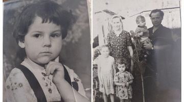 Ольга Газда, 5 років (зліва), батьки та сестри (справа). Фото з архіву Ольги Газди