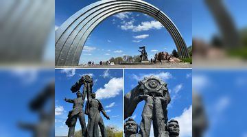 У Києві демонтують радянську бронзову скульптуру двох робітників