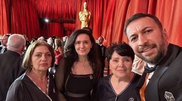 Команда фільму "Будинок зі скалок" на церемонії "Оскар". Фото Азад Сафаров
