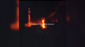 Скрін із відео пожежі на електропідстанції у томаровці, бєлгородська область рф