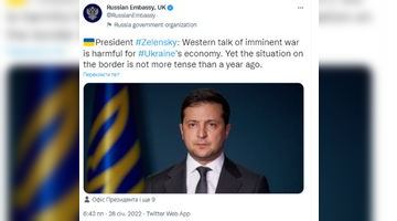 Розмови Заходу про неминучу війну шкідливі для економіки України, - у посольстві Росії процитували Зеленського