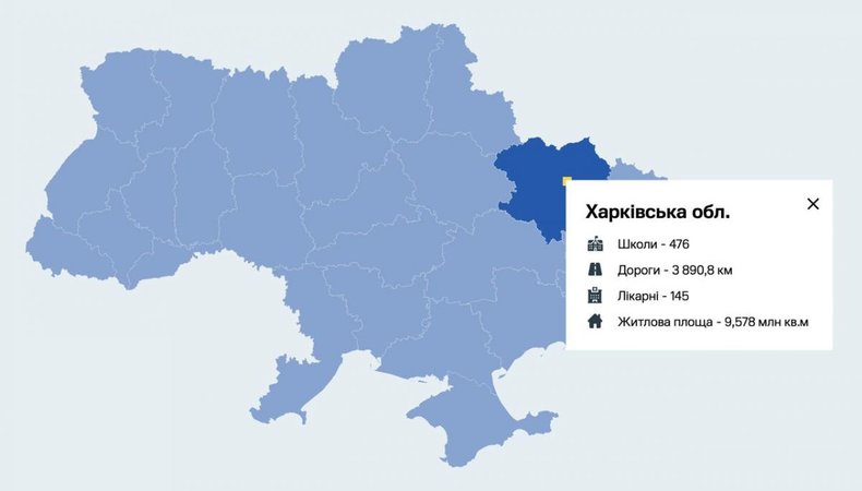 Запрацювала інтерактивна мапа руйнувань, яких Україні завдала росія